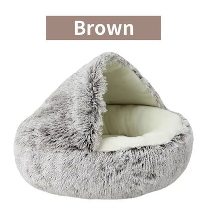 2-in-1 Plush Dog & Cat Bed – Warm Cozy Nest Bed for Small Pets (Calming & Soft Design)