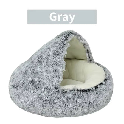 2-in-1 Plush Dog & Cat Bed – Warm Cozy Nest Bed for Small Pets (Calming & Soft Design)