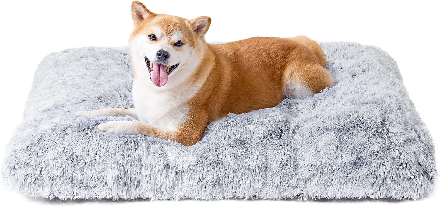 Fluffy Dog Crate Bed – Soft Plush Anti-Anxiety Mat for Large Dogs (Washable & Non-Slip Design)