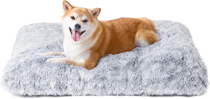 Fluffy Dog Crate Bed – Soft Plush Anti-Anxiety Mat for Large Dogs (Washable & Non-Slip Design)