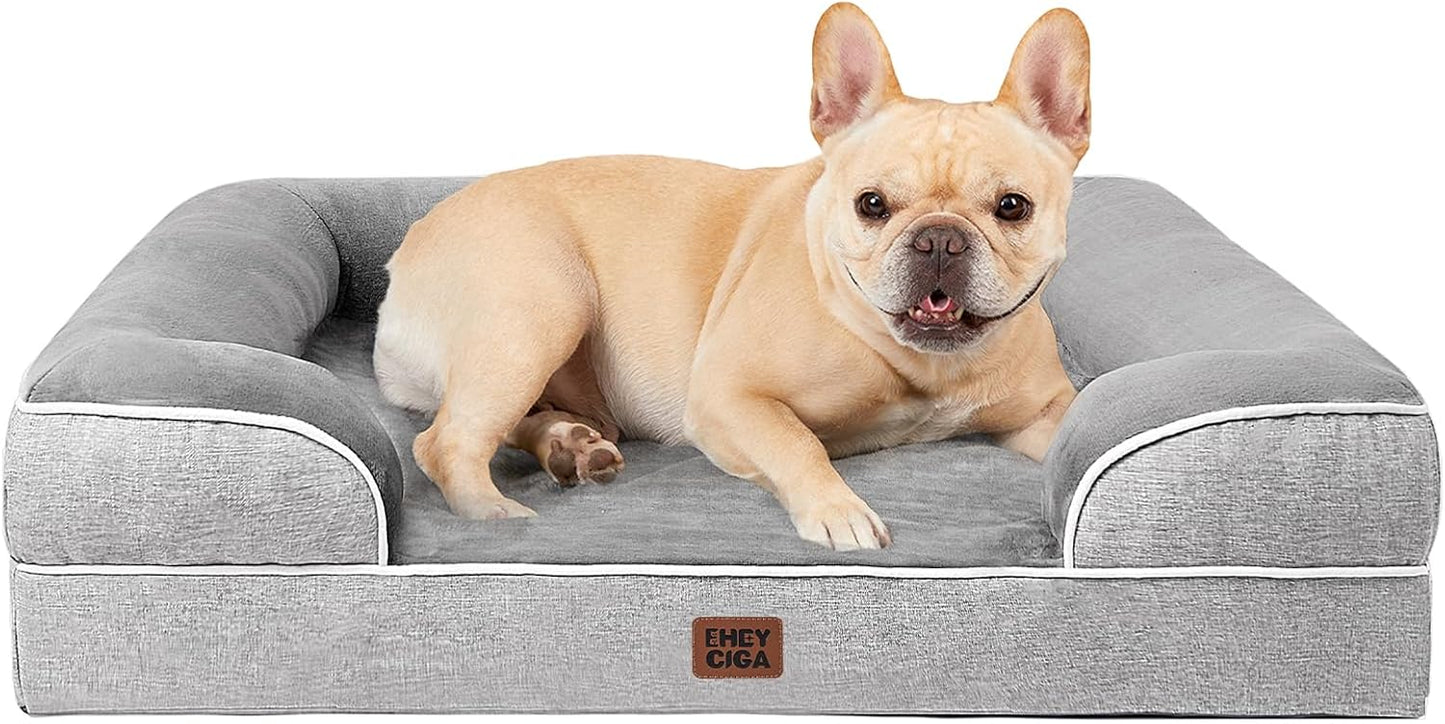 Orthopedic Dog Bed – Memory Foam Waterproof Sofa Bed with Support Sides & Washable Cover