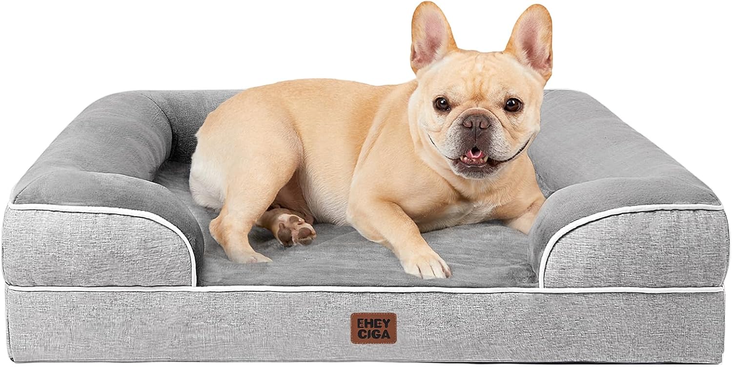 Orthopedic Dog Bed – Memory Foam Waterproof Sofa Bed with Support Sides & Washable Cover