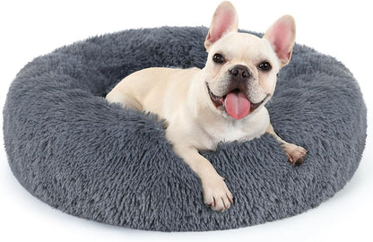 Calming Donut Dog Bed – Soft Plush Anti-Anxiety Bed with Non-Slip Base (24” for Small Dogs)