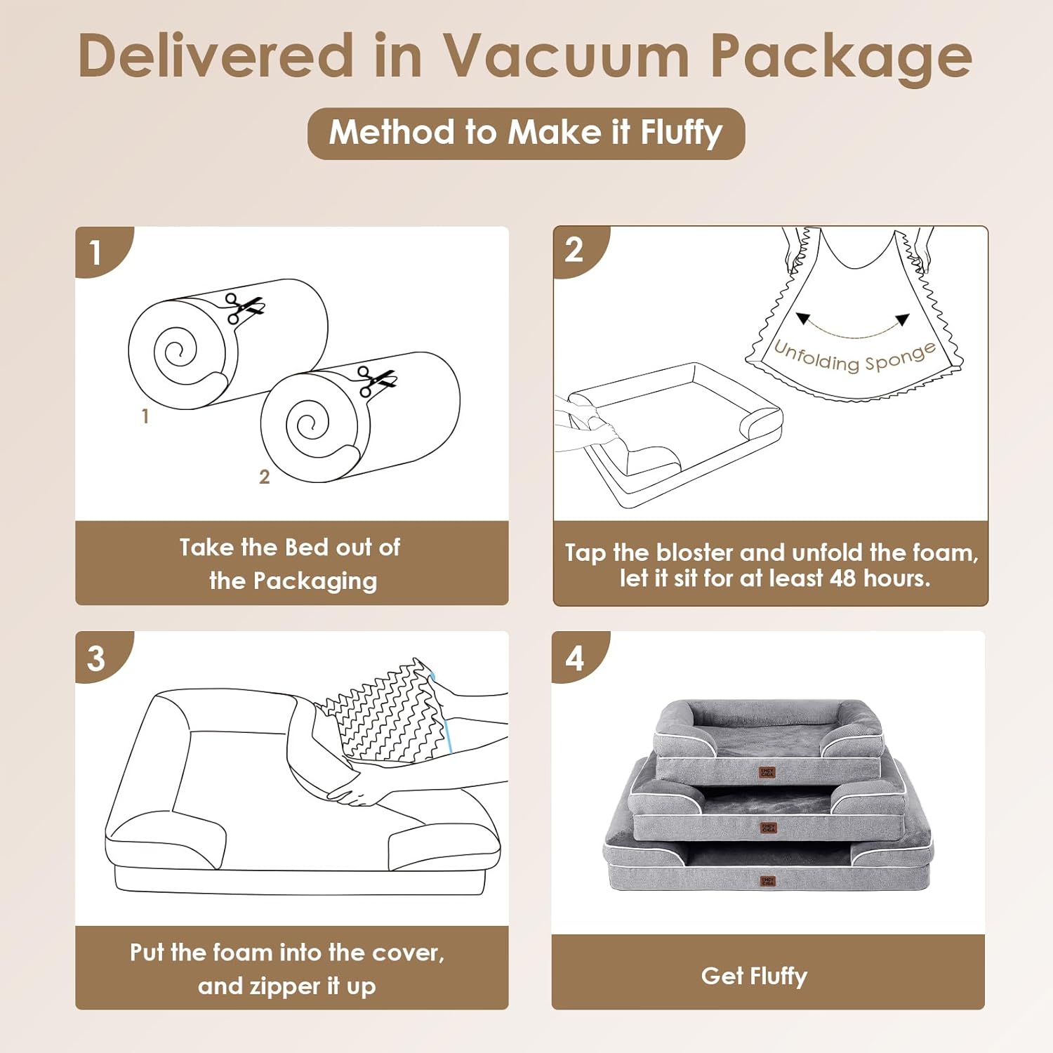 Orthopedic Dog Bed – Memory Foam Waterproof Sofa Bed with Support Sides & Washable Cover