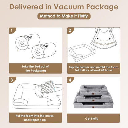 Orthopedic Dog Bed – Memory Foam Waterproof Sofa Bed with Support Sides & Washable Cover