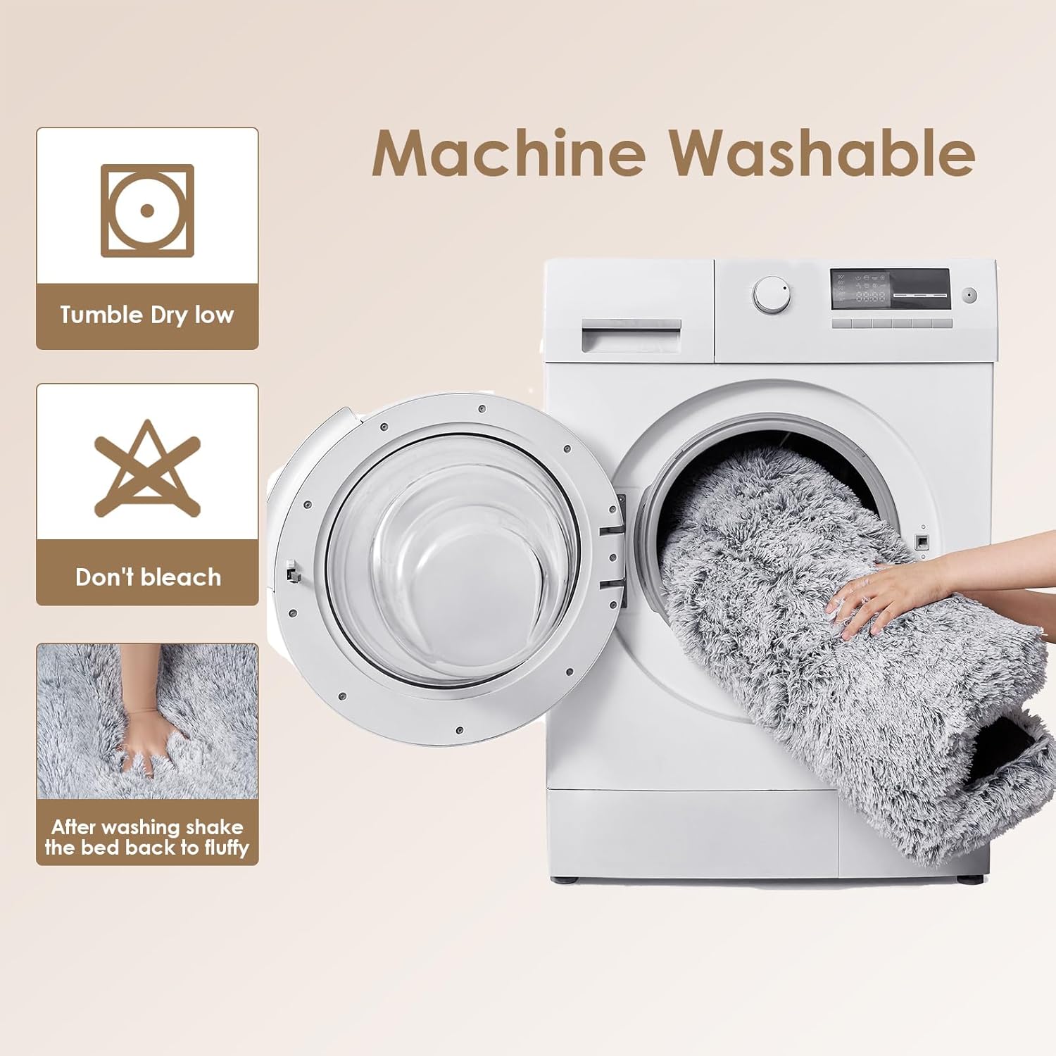 Fluffy Dog Crate Bed – Soft Plush Anti-Anxiety Mat for Large Dogs (Washable & Non-Slip Design)