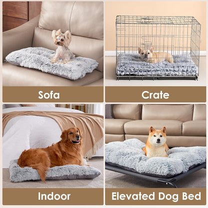 Fluffy Dog Crate Bed – Soft Plush Anti-Anxiety Mat for Large Dogs (Washable & Non-Slip Design)