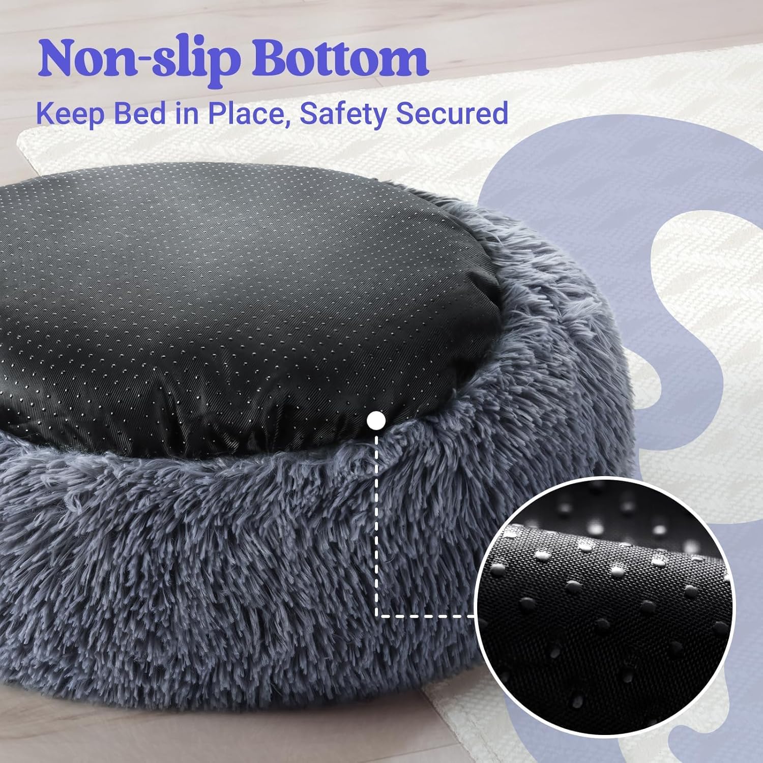 Calming Donut Dog Bed – Soft Plush Anti-Anxiety Bed with Non-Slip Base (24” for Small Dogs)