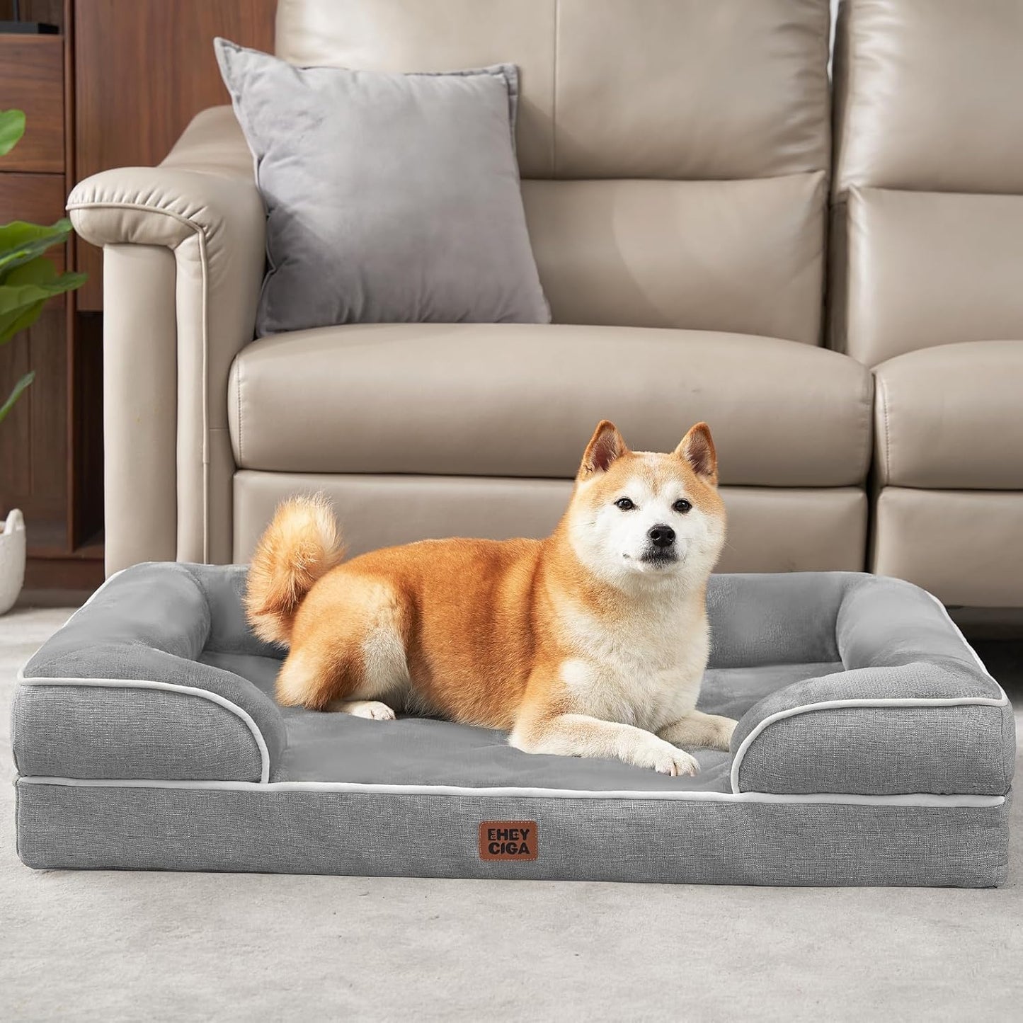 Orthopedic Dog Bed – Memory Foam Waterproof Sofa Bed with Support Sides & Washable Cover