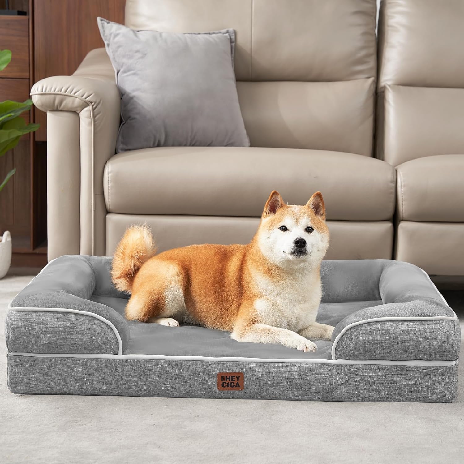 Orthopedic Dog Bed – Memory Foam Waterproof Sofa Bed with Support Sides & Washable Cover