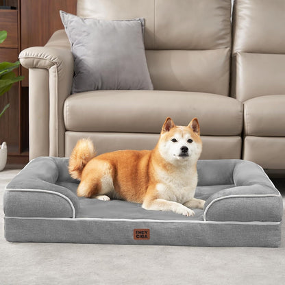 Orthopedic Dog Bed – Memory Foam Waterproof Sofa Bed with Support Sides & Washable Cover