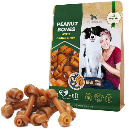 Delicious Dog Peanut Butter Bones with Cranberry - Rawhide-Free Chew Treats!