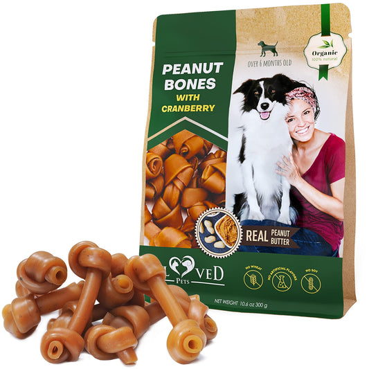 Delicious Dog Peanut Butter Bones with Cranberry - Rawhide-Free Chew Treats!
