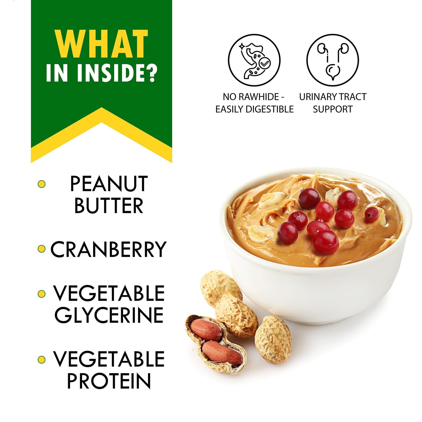 Delicious Dog Peanut Butter Bones with Cranberry - Rawhide-Free Chew Treats!