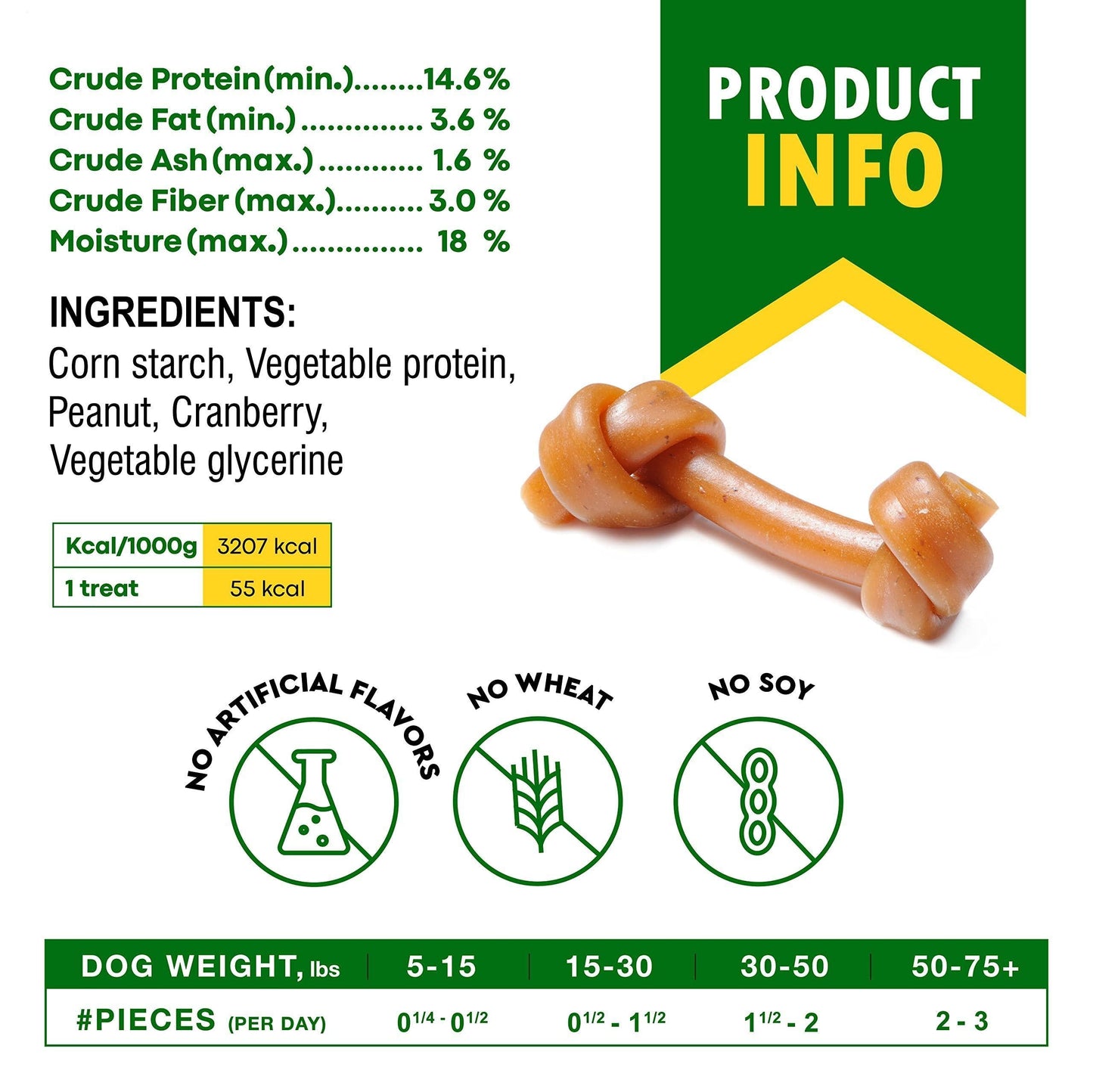 Delicious Dog Peanut Butter Bones with Cranberry - Rawhide-Free Chew Treats!