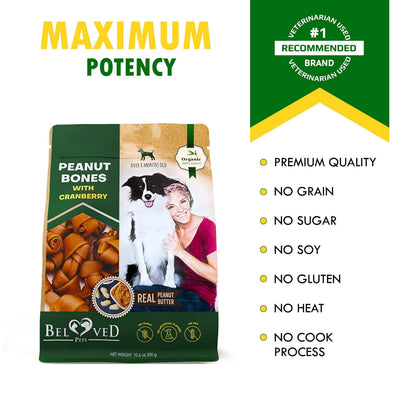 Delicious Dog Peanut Butter Bones with Cranberry - Rawhide-Free Chew Treats!