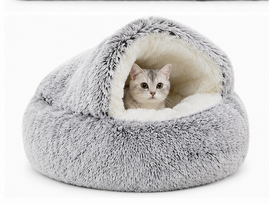2-in-1 Plush Dog & Cat Bed – Warm Cozy Nest Bed for Small Pets (Calming & Soft Design)