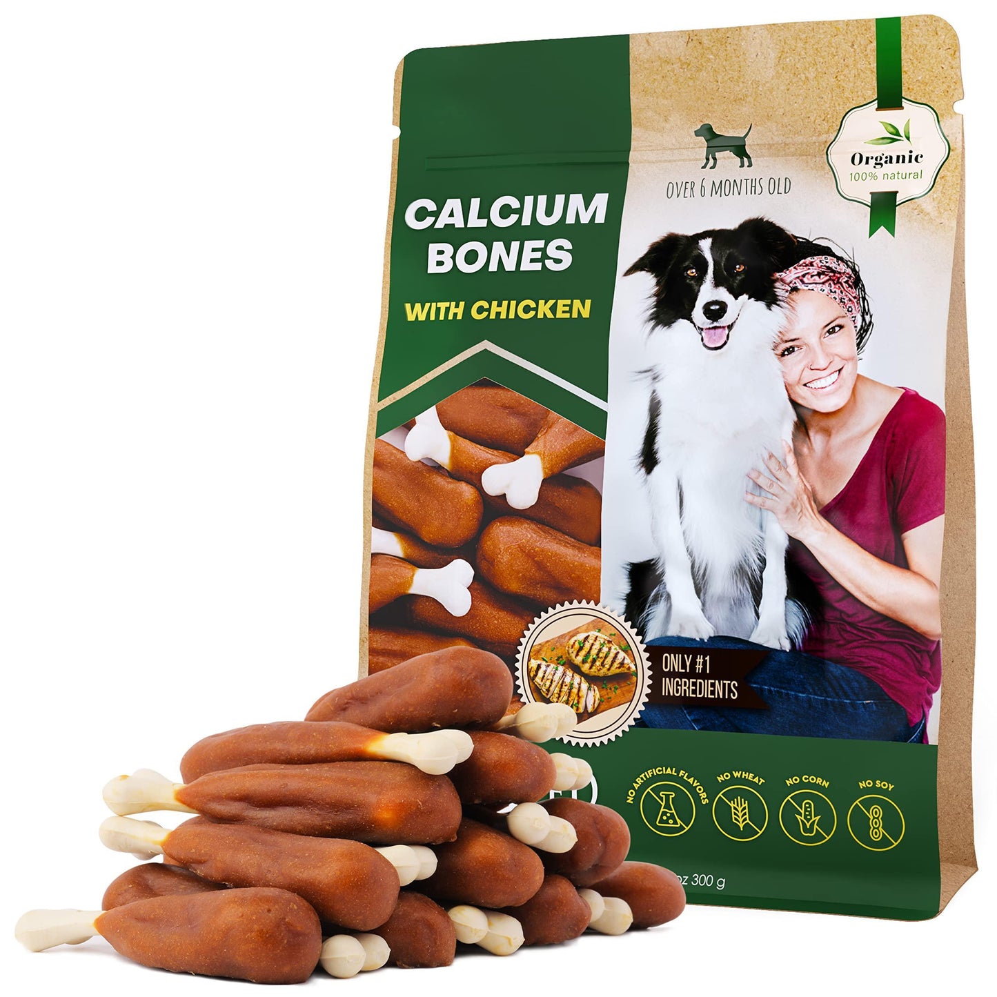 Healthy Chicken-Wrapped Calcium Bones for Dogs - Rawhide-Free Chew Treats