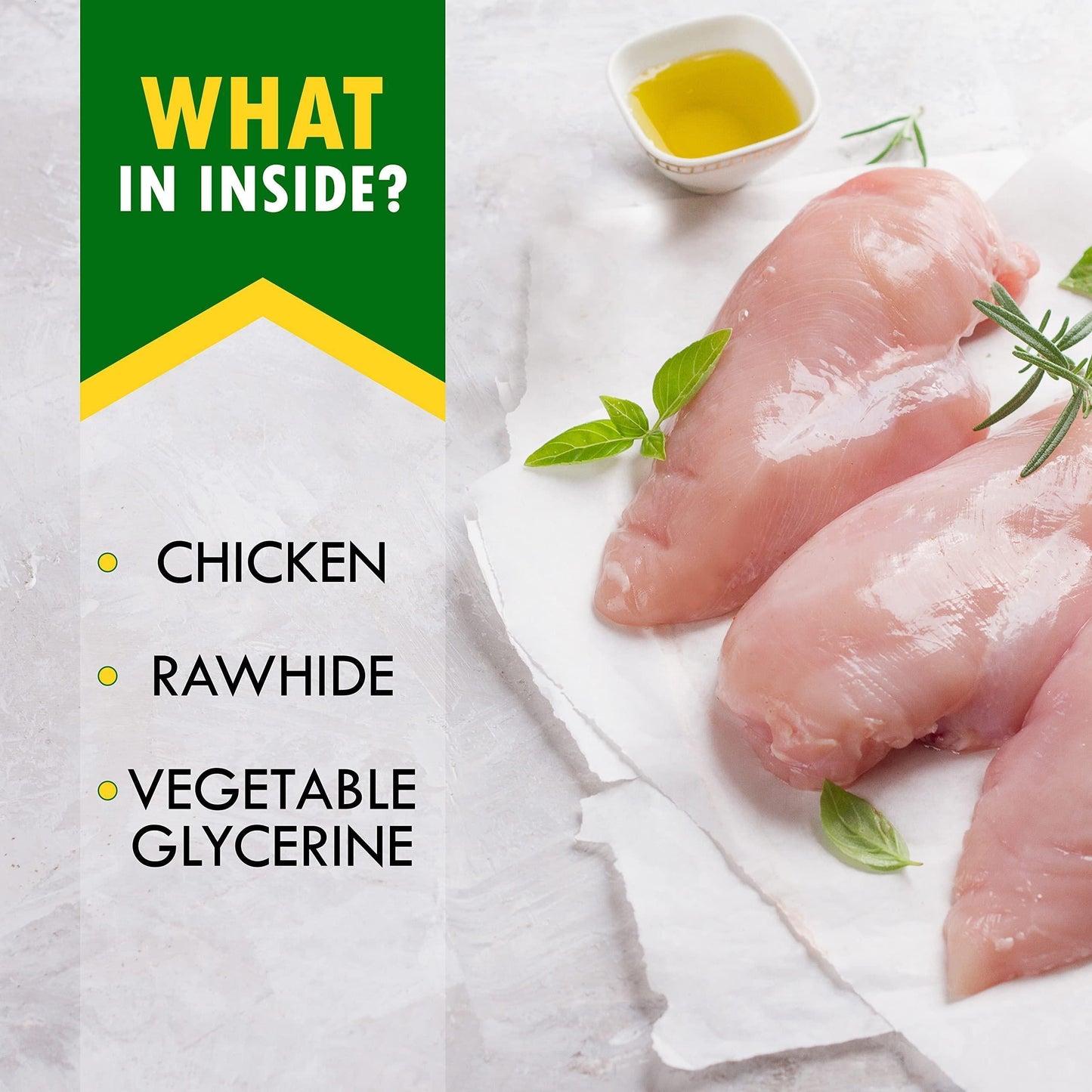 Natural Grain-Free Dog Chew Treats: Chicken-Wrapped Rawhide Sticks