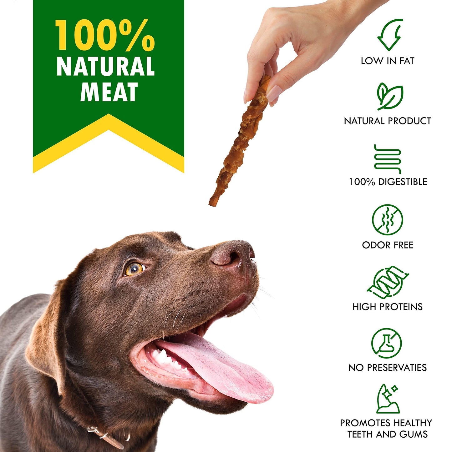 Delicious Chicken-Wrapped Smoked Rawhide Chew Sticks - Grain-Free Natural Treats for Happy Dogs