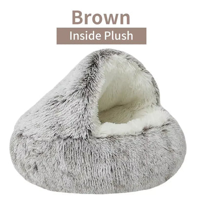 2-in-1 Plush Dog & Cat Bed – Warm Cozy Nest Bed for Small Pets (Calming & Soft Design)